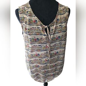 Banana Republic Women Multicolored Creme Lightweight Tank Top Size Medium